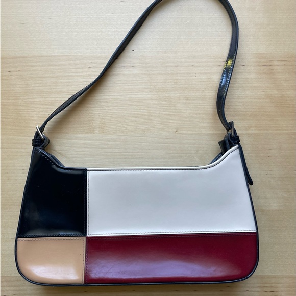 Vintage Handbags - Colorblock Patent Leather Baguette Shoulder Bag